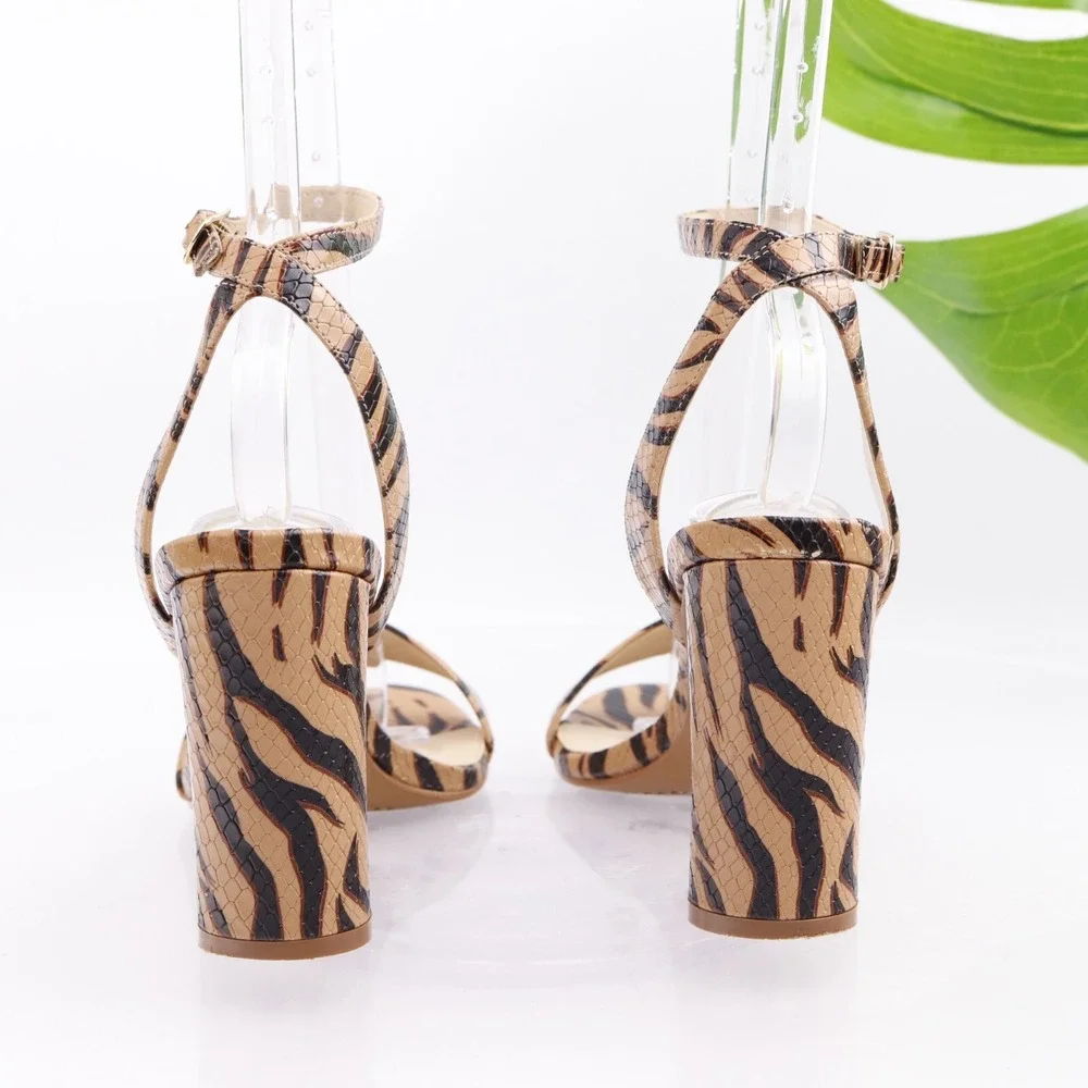 Vince Camuto Womens Kresseya Sandals Size 9 Brown Animal Print Ankle Strap Shoes